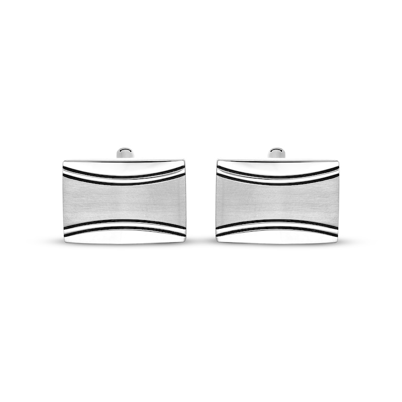 Main Image 2 of Rectangle Cufflinks Stainless Steel & Black Epoxy