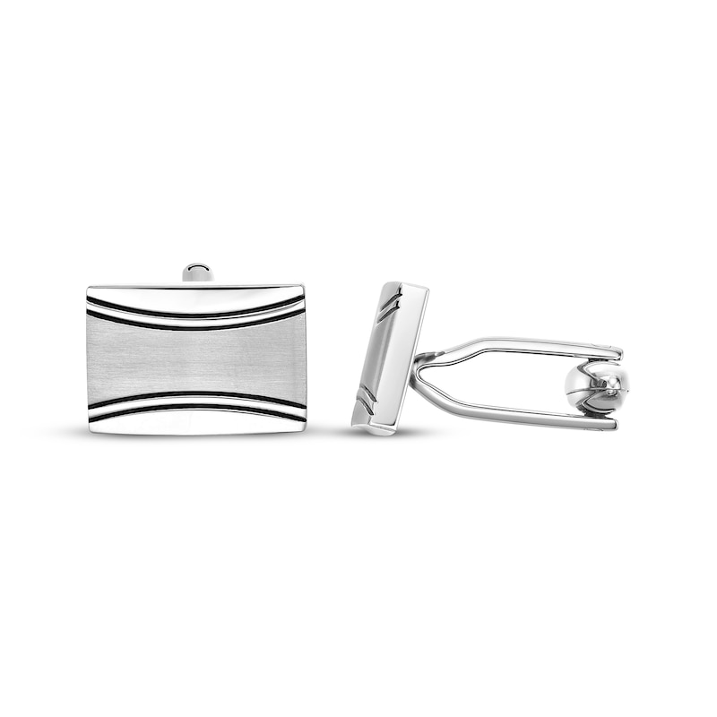 Main Image 3 of Rectangle Cufflinks Stainless Steel & Black Epoxy