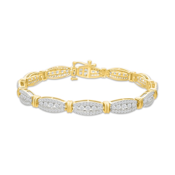 Diamond Boat Link Bracelet 3 ct tw 10K Yellow Gold 7"