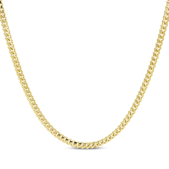 Cuban Curb Chain Necklace 3.3mm Solid 14K Yellow Gold 20"