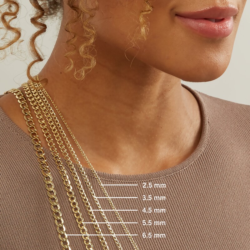 Main Image 4 of Cuban Curb Chain Necklace 3.3mm Solid 14K Yellow Gold 20"