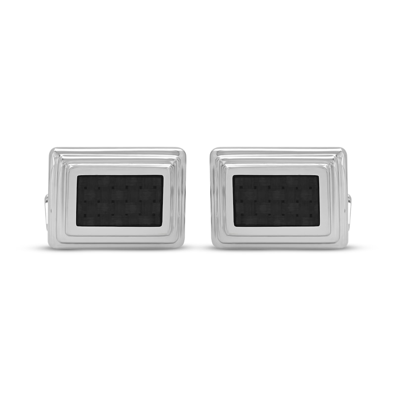 Main Image 2 of Carbon Fiber Inlay Cufflinks Stainless Steel