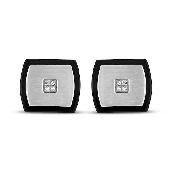 Thumbnail Image 2 of Diamond Accent Cufflinks Stainless Steel & Black Ion Plating