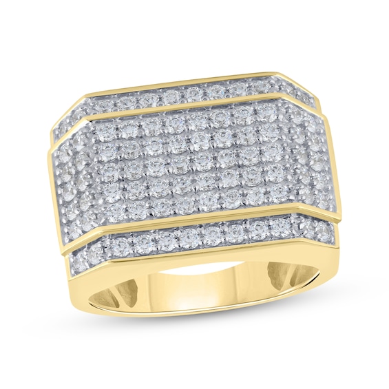 Men's Diamond Multi-Row Angled Ring 2 ct tw 10K Yellow Gold