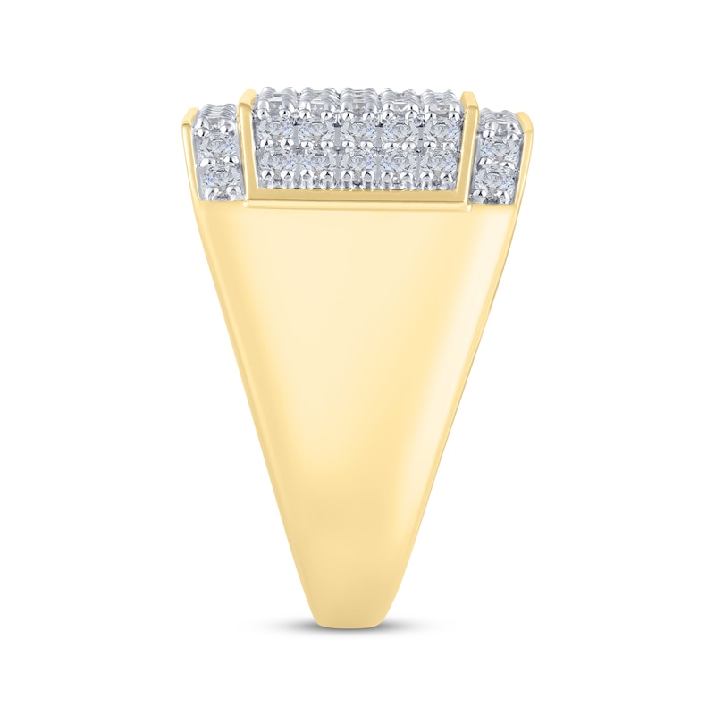 Main Image 2 of Men's Diamond Multi-Row Angled Ring 2 ct tw 10K Yellow Gold