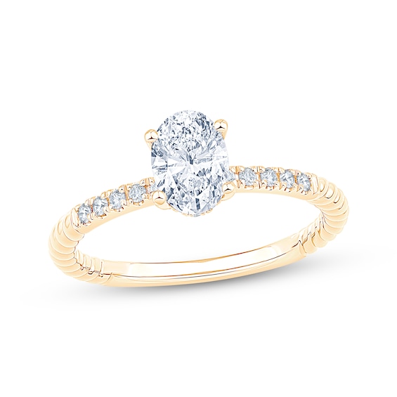 Now + Forever Lab-Grown Diamonds Certified Oval-Cut Hidden Halo Engagement Ring 7/8 ct tw 14K Yellow Gold