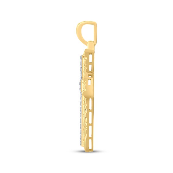 Thumbnail Image 3 of Diamond & Nugget Cross Charm 1 ct tw 10K Yellow Gold