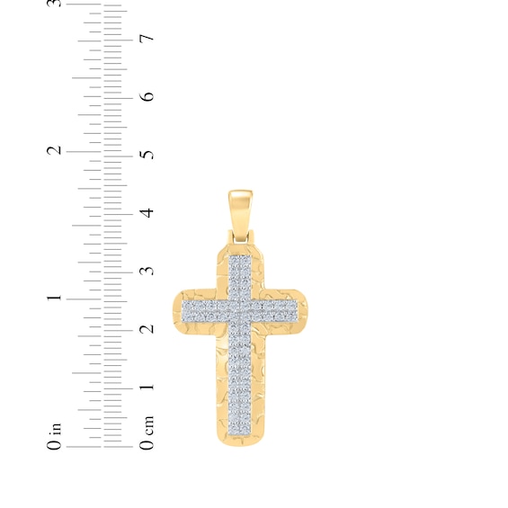 Thumbnail Image 4 of Diamond & Nugget Cross Charm 1 ct tw 10K Yellow Gold