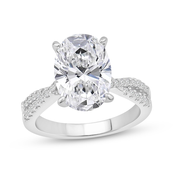 Lab-Grown Diamonds Oval-Cut Twist Shank Engagement Ring 4-1/4 ct tw 14K White Gold