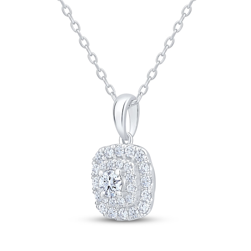 Main Image 2 of KAY Lab-Grown Diamonds Double Cushion Halo Necklace 1/2 ct tw 10K White Gold 18&quot;