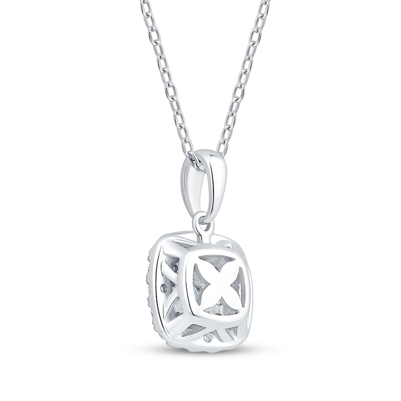 Main Image 3 of KAY Lab-Grown Diamonds Double Cushion Halo Necklace 1/2 ct tw 10K White Gold 18&quot;