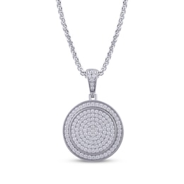 KAY Lab-Grown Diamonds Men's Circle Necklace 1 ct tw Sterling Silver 22&quot;