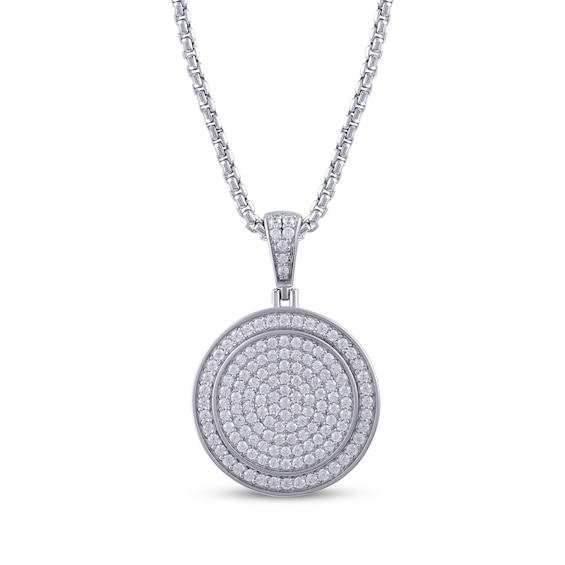 KAY Lab-Grown Diamonds Men's Circle Necklace 1 ct tw Sterling Silver 22"