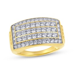 KAY Lab-Grown Diamonds Men's Multi-Row Rectangle Ring 2 ct tw 10K Yellow Gold