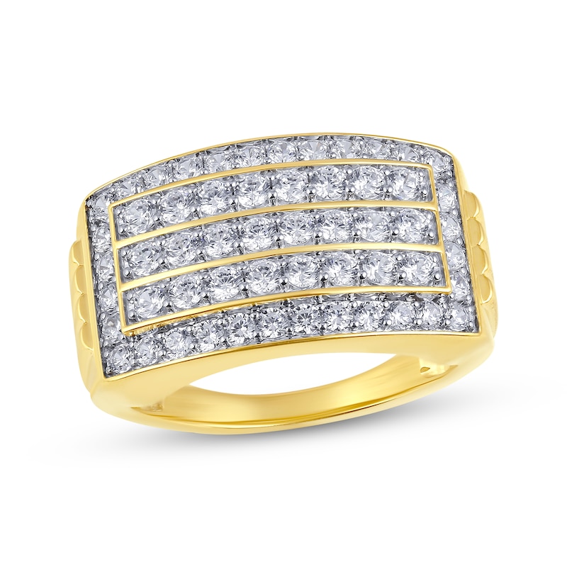 Main Image 1 of KAY Lab-Grown Diamonds Men's Multi-Row Rectangle Ring 2 ct tw 10K Yellow Gold