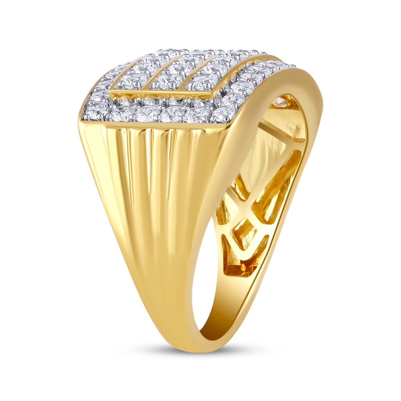 Main Image 2 of KAY Lab-Grown Diamonds Men's Multi-Row Rectangle Ring 2 ct tw 10K Yellow Gold