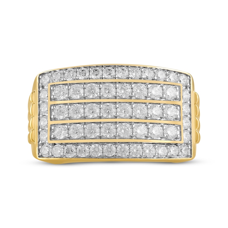 Main Image 3 of KAY Lab-Grown Diamonds Men's Multi-Row Rectangle Ring 2 ct tw 10K Yellow Gold