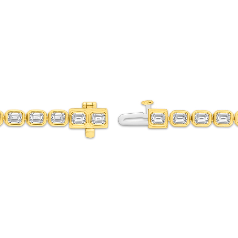 Main Image 2 of KAY Lab-Grown Diamonds Emerald-Cut Tennis Bracelet 5 ct tw 14K Yellow Gold 7.5"