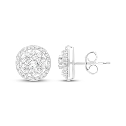 KAY Lab-Grown Diamonds Flower Halo Stud Earrings 1-1/4 ct tw 10K White Gold