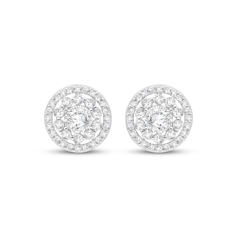 Main Image 2 of KAY Lab-Grown Diamonds Flower Halo Stud Earrings 1-1/4 ct tw 10K White Gold