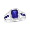 Thumbnail Image 1 of Emerald-Cut Blue Lab-Created Sapphire & White Lab-Created Sapphire Ring Sterling Silver