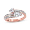 Thumbnail Image 1 of Pear-Shaped & Round-Cut Diamond Bypass Fashion Ring 1 ct tw 10K Rose Gold