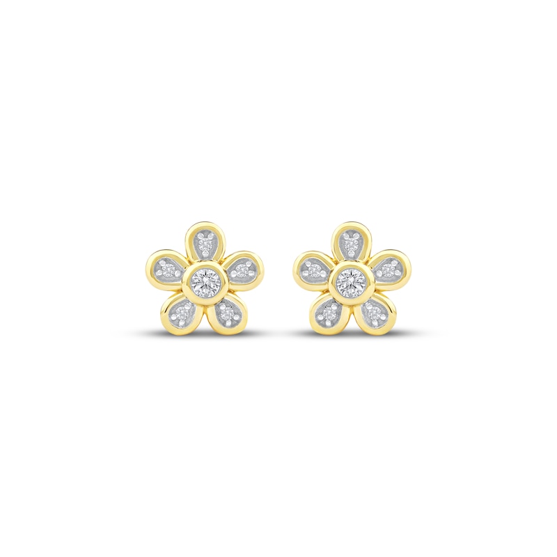 Main Image 2 of Diamond Flower Stud Earrings 1/10 ct tw 10K Yellow Gold