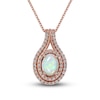 Thumbnail Image 1 of Ethiopian Opal & Diamond Necklace 1/4 ct tw Round-cut 10K Rose Gold 18&quot;