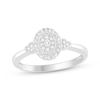 Thumbnail Image 1 of Multi-Diamond Oval Halo Promise Ring 1/6 ct tw Sterling Silver
