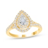 Thumbnail Image 1 of Now + Forever Lab-Grown Diamonds Pear-Shaped Double Halo Engagement Ring 1 ct tw 14K Yellow Gold
