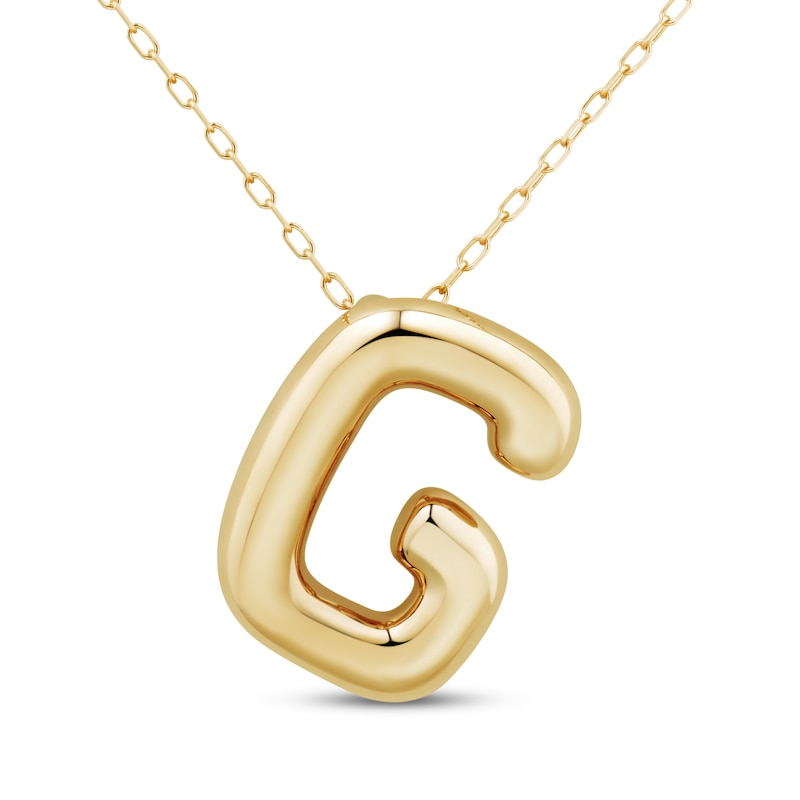 Main Image 1 of Puff Letter G Initial Necklace 14K Yellow Gold 18&quot;
