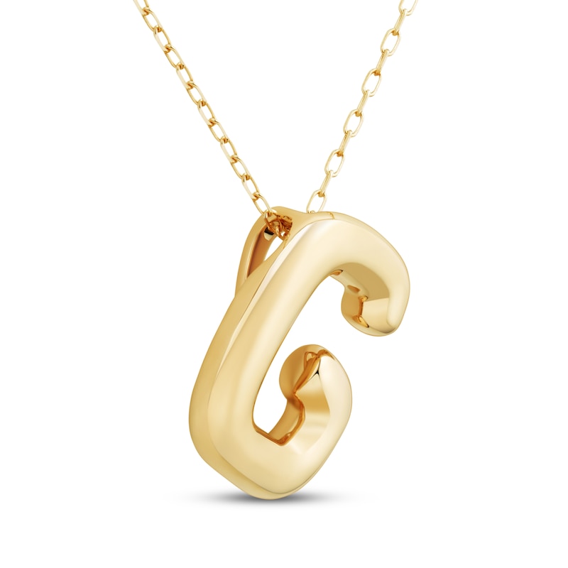 Main Image 2 of Puff Letter G Initial Necklace 14K Yellow Gold 18&quot;
