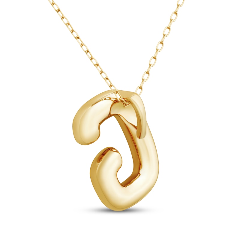 Main Image 3 of Puff Letter G Initial Necklace 14K Yellow Gold 18&quot;