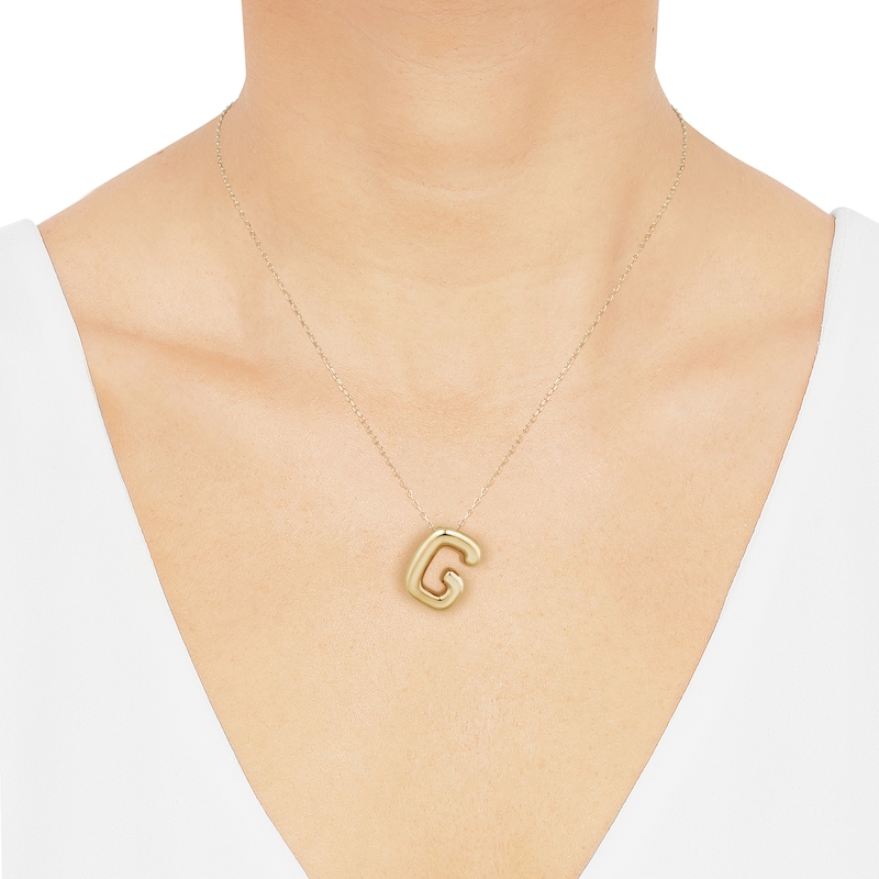 Main Image 4 of Puff Letter G Initial Necklace 14K Yellow Gold 18&quot;