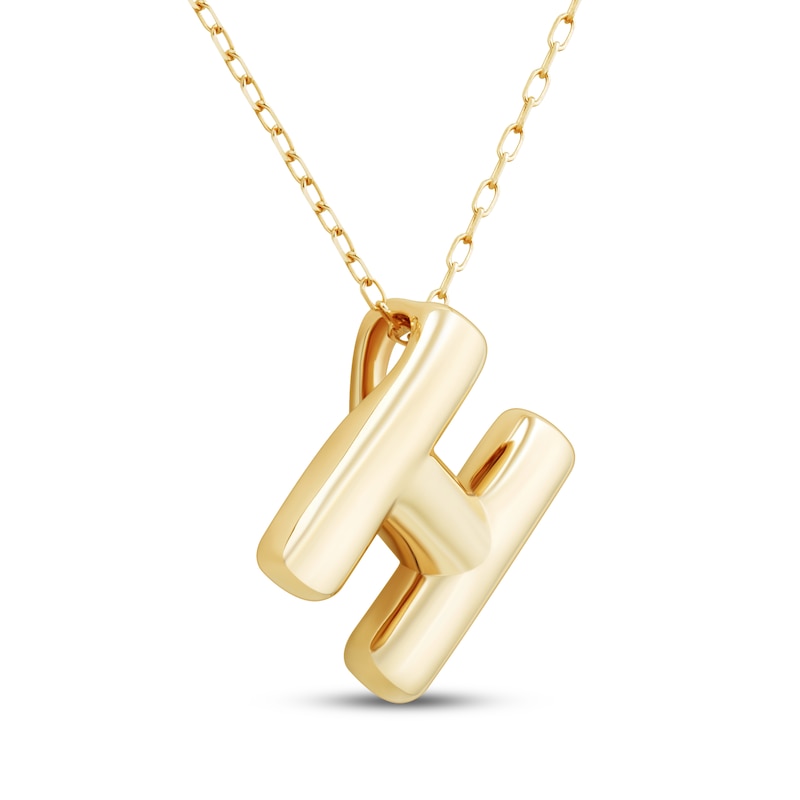 Main Image 2 of Puff Letter H Initial Necklace 14K Yellow Gold 18&quot;