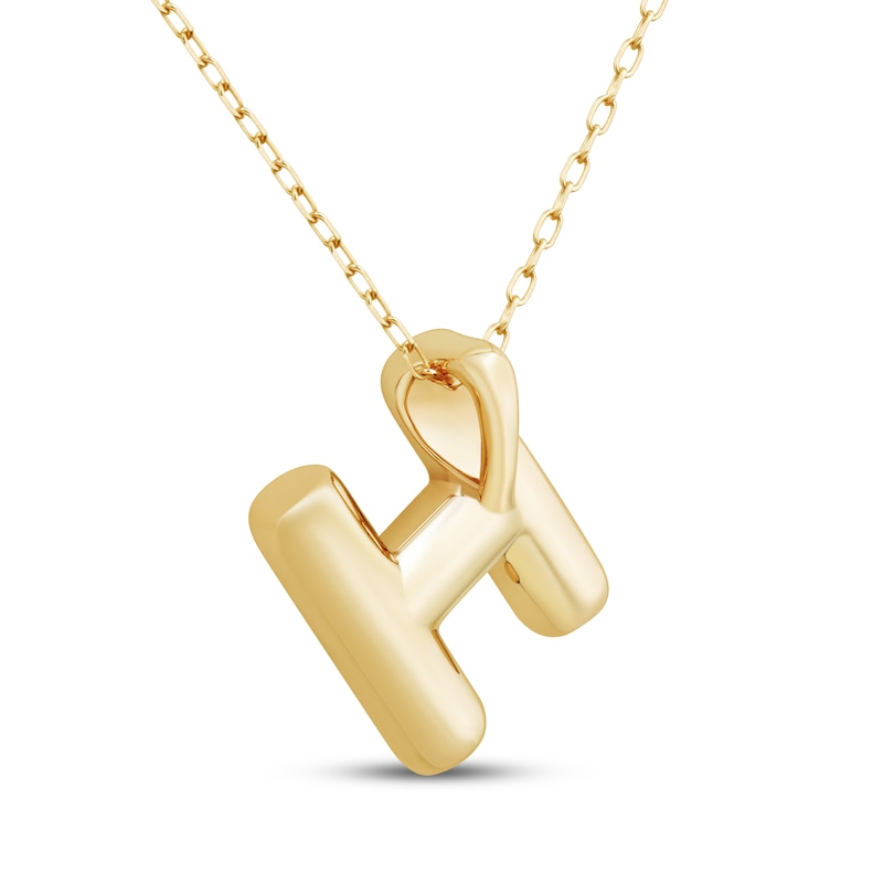 Main Image 3 of Puff Letter H Initial Necklace 14K Yellow Gold 18&quot;