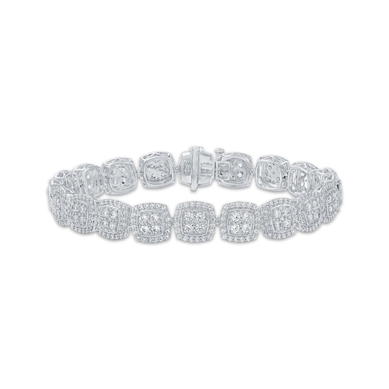 Multi-Diamond Cushion Link Bracelet 5-5/8 ct tw 10K White Gold 7"