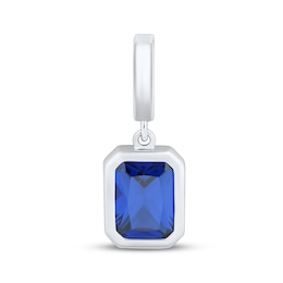 Charmed Memories Emerald-Cut Dark Blue Cubic Zirconia Charm Sterling Silver