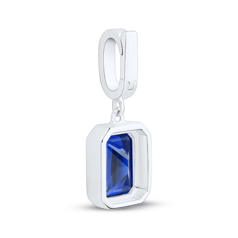 Main Image 3 of Charmed Memories Emerald-Cut Dark Blue Cubic Zirconia Charm Sterling Silver