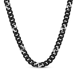 Curb Chain Necklace 12mm Solid Stainless Steel & Black Ion Plating 24"
