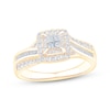 Thumbnail Image 1 of Now + Forever Princess-Cut Quad Diamond Double Halo Engagement Ring 1/2 ct tw 10K Yellow Gold