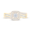 Thumbnail Image 3 of Now + Forever Princess-Cut Quad Diamond Double Halo Engagement Ring 1/2 ct tw 10K Yellow Gold
