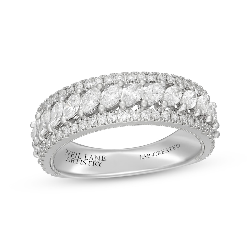 Main Image 1 of Neil Lane Artistry Marquise & Round-Cut Lab-Grown Diamond Anniversary Ring 1-1/4 ct tw 14K White Gold