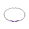 Thumbnail Image 1 of Oval-Cut Amethyst Curb Chain Bracelet Sterling Silver 6.75&quot;