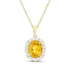 Thumbnail Image 1 of Oval-Cut Citrine & Diamond Halo Necklace 3/8 ct tw 10K Yellow Gold 18&quot;