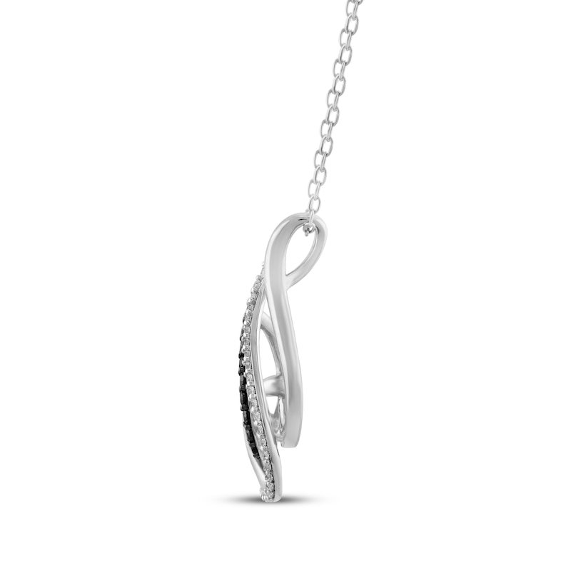 Main Image 2 of Black & White Diamond Swirl Necklace 1/4 ct tw Sterling Silver 18&quot;