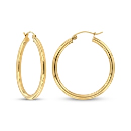 Tube Hoop Earrings 10K Yellow Gold 41mm