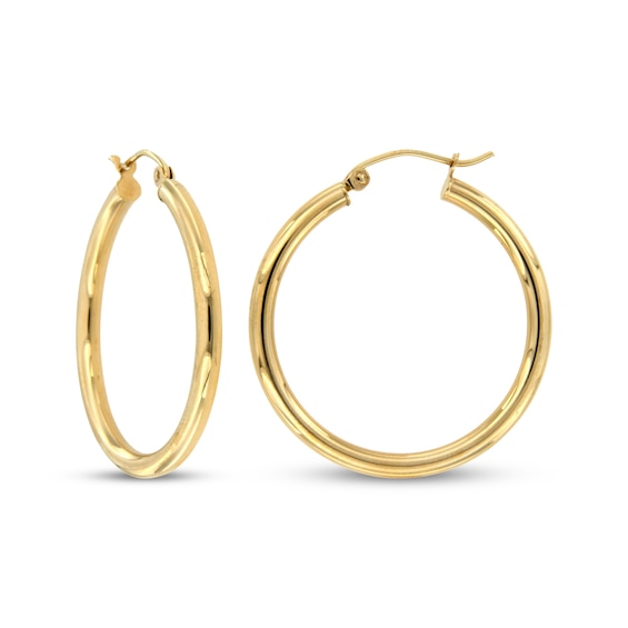 Tube Hoop Earrings 10K Yellow Gold 41mm