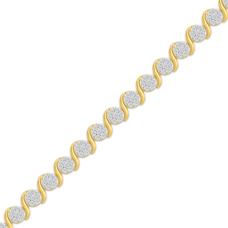 Main Image 2 of Lab-Grown Diamond Multi-Stone Swirl Bracelet 1-1/2 ct tw 10K Yellow Gold 7"