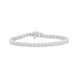 Multi-Diamond Circle Link Bracelet 1/2 ct tw 10K White Gold 7.25"